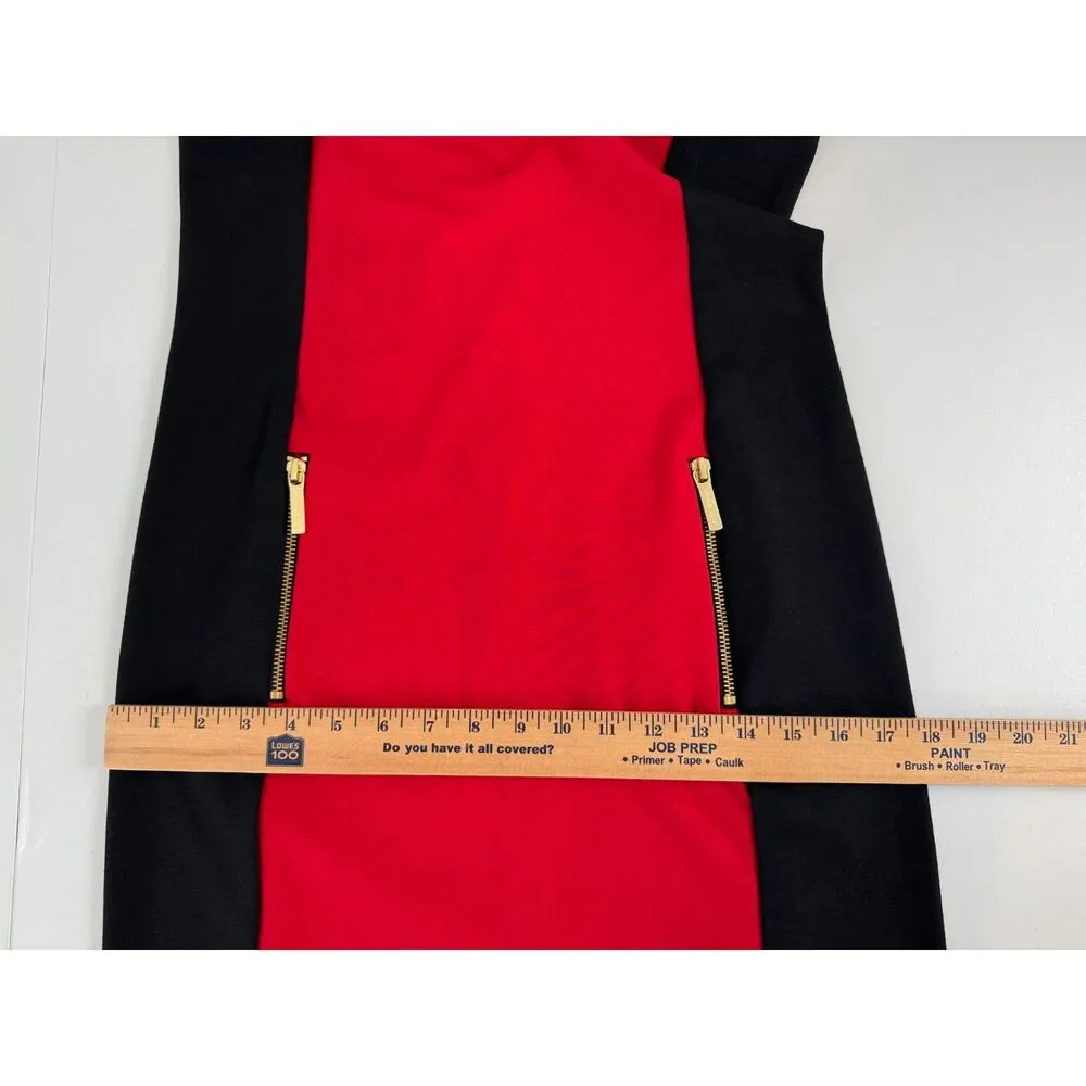 Michael Kors Women's Sleeveless Dress Red Black Polyester Viscose Size S Small